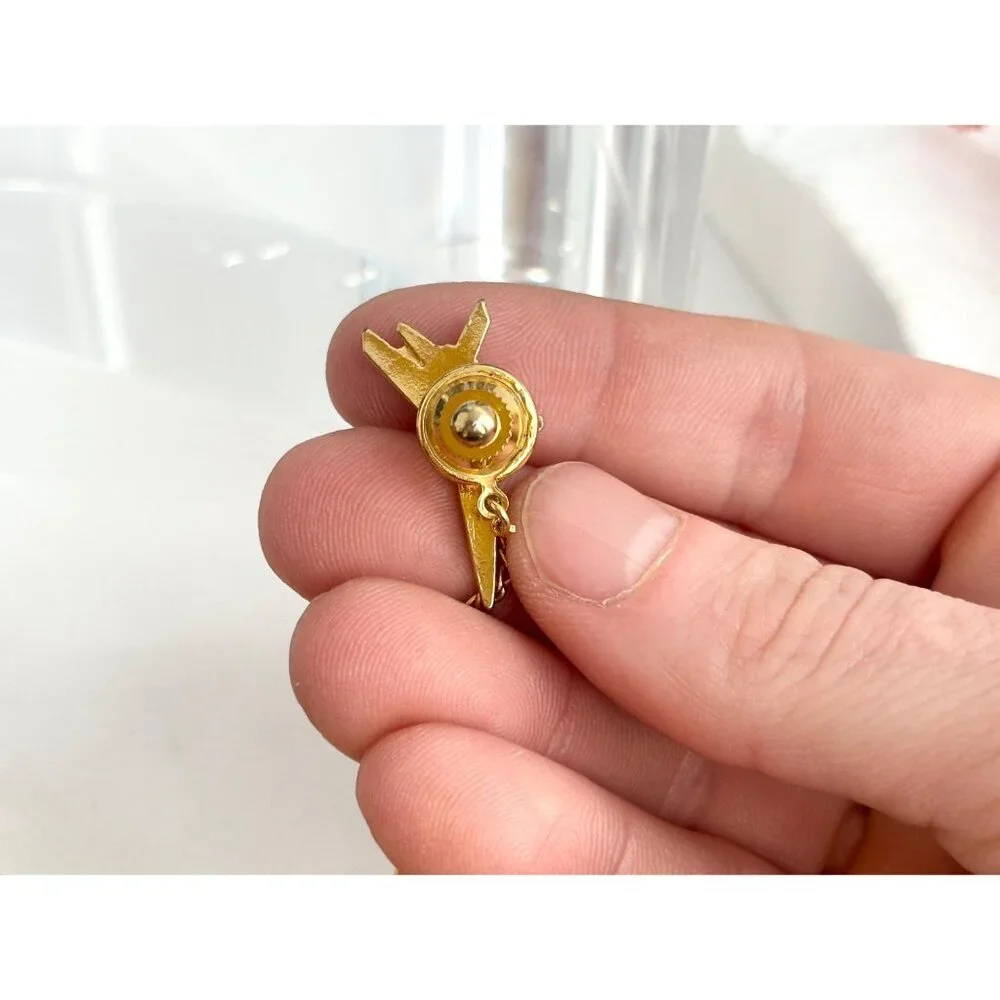 Plane SHaped Gold Toned Vintage Men's Tie Tack